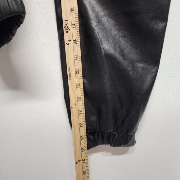 BlankNYC Faux Leather Jogger Pants Size 25" Black Pull On Elastic Waist Biker - Picture 7 of 9